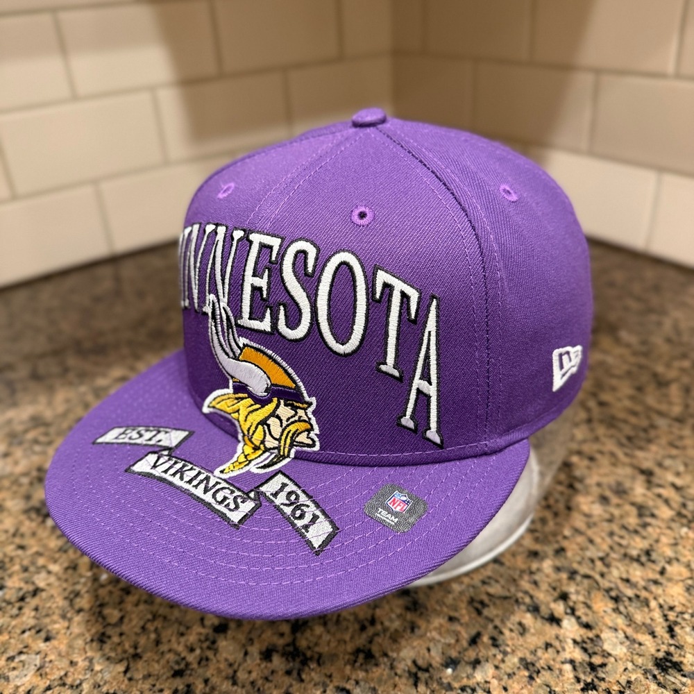 Minnesota Vikings New Era 59FIFTY Fitted Hat Cap 7 3/8 Purple NFL New - Picture 2 of 10